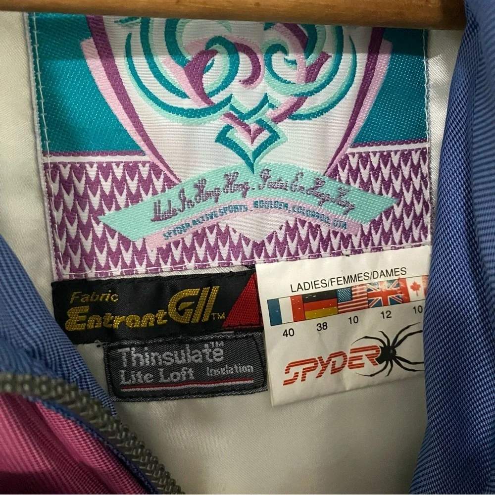 [Spyder] RARE Vintage 80s Blue, Green & Pink Winter Ski Jacket